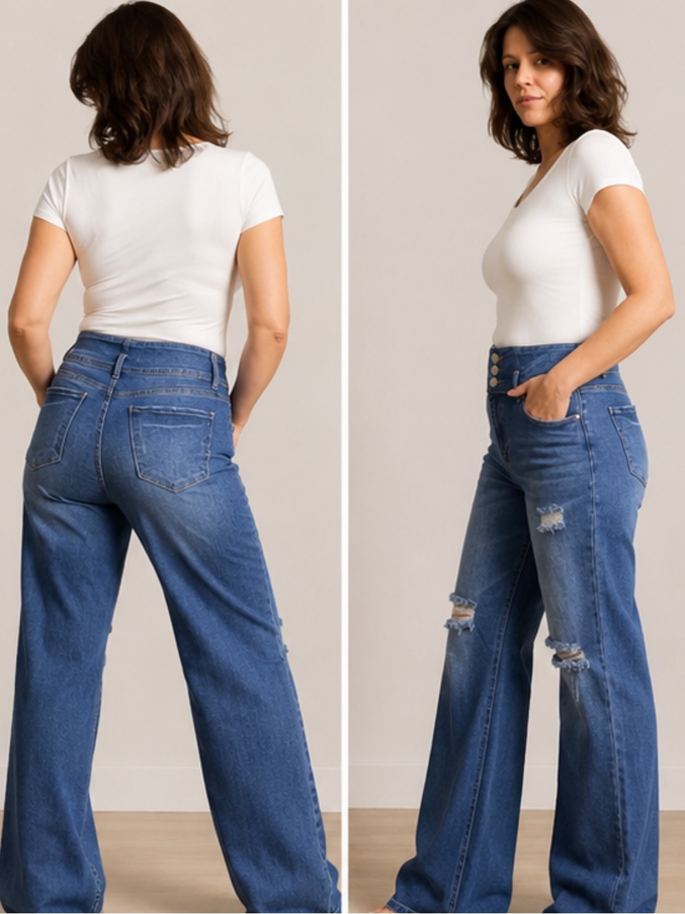 Risen high rise straight leg jeans distressed medium wash 11/30 style #RDP5195